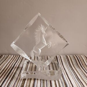 Acrylic Lucite Unicorn Sketched Sculpture